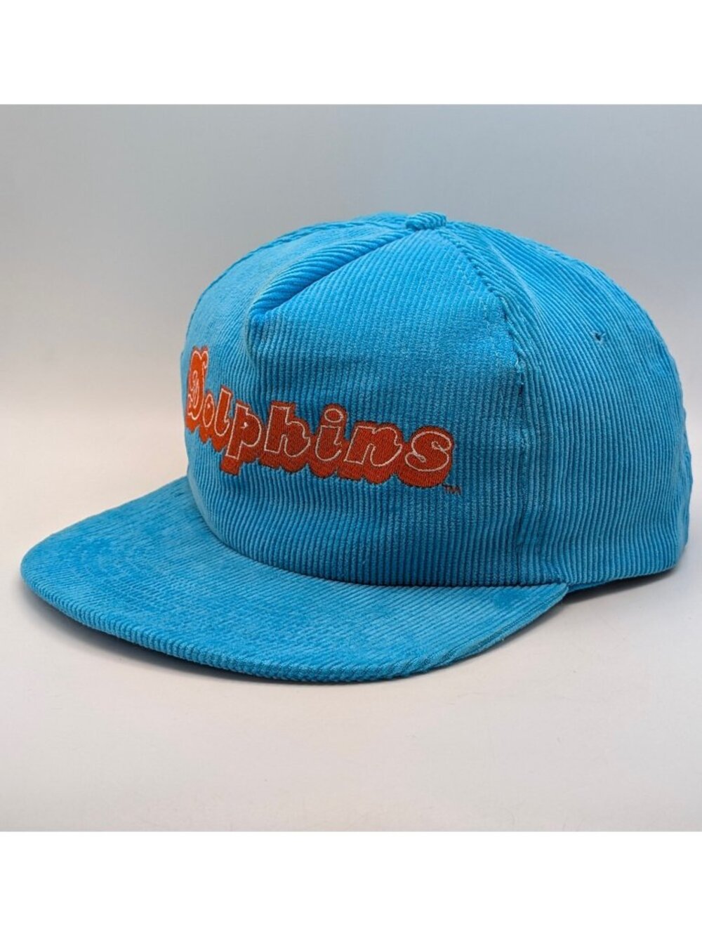 Vintage Miami Dolphins Corduroy Snapback Hat 80s 90s NFL Football Teal Retro Cap